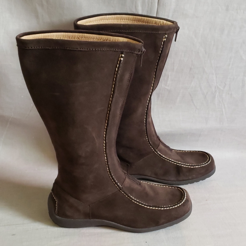 Lands'End Boots tall Shoes Brown Size 8 B Leather